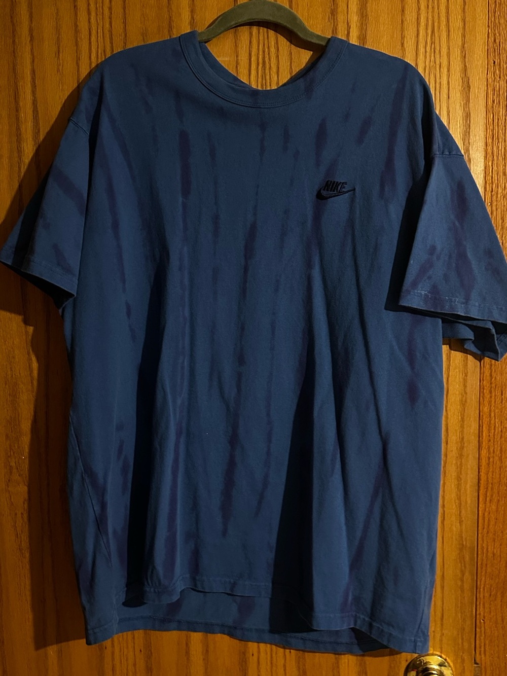 Nike Men's Dark Blue Short Sleeve Tee with Black Logo